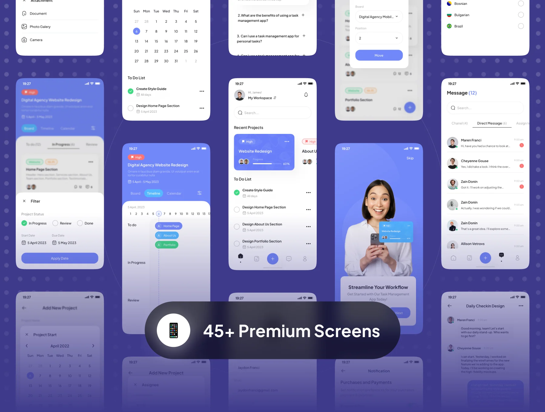 DeskPro - Project Management Mobile App UI Kit 6