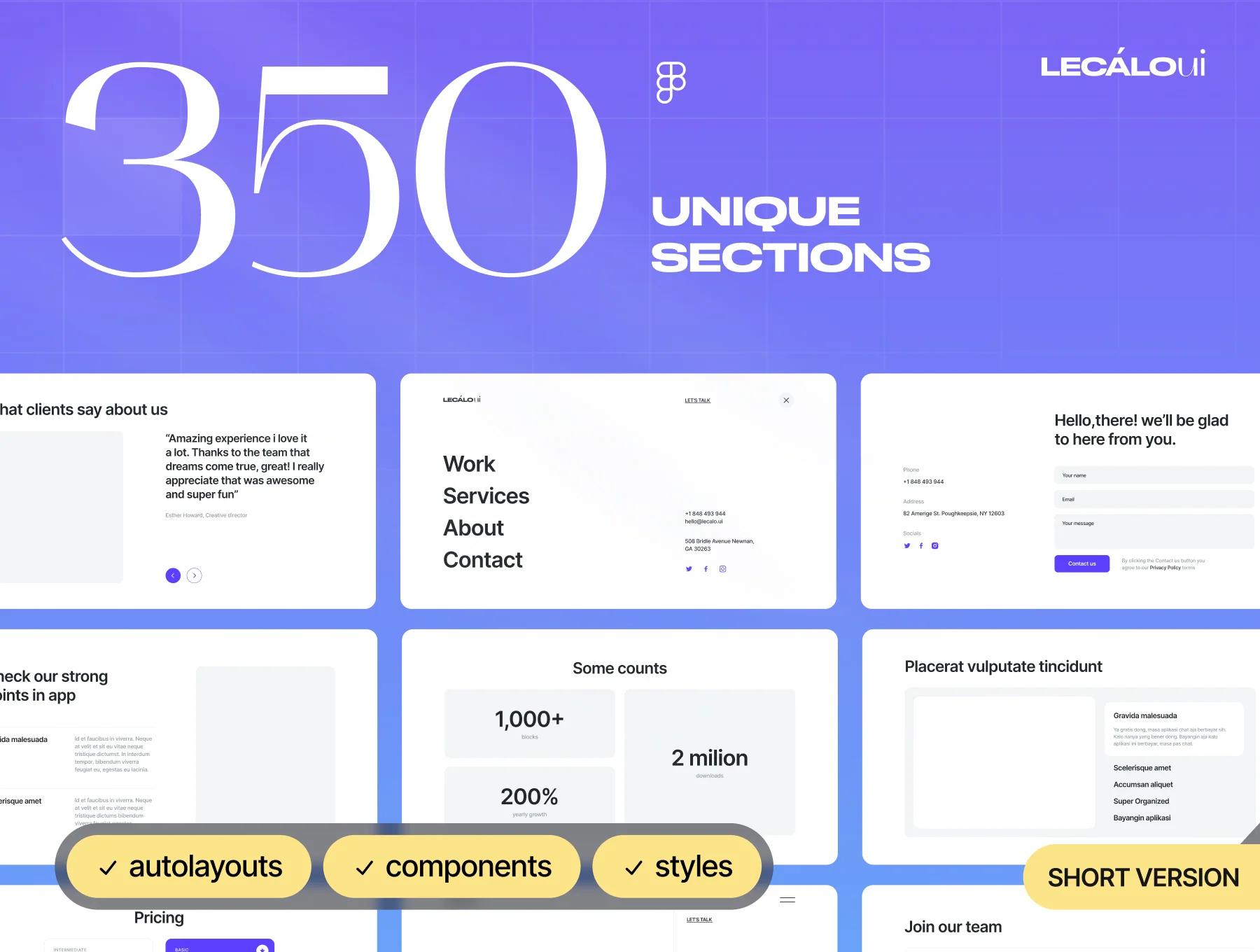Desktop Wireframe Kit – 350 unique sections