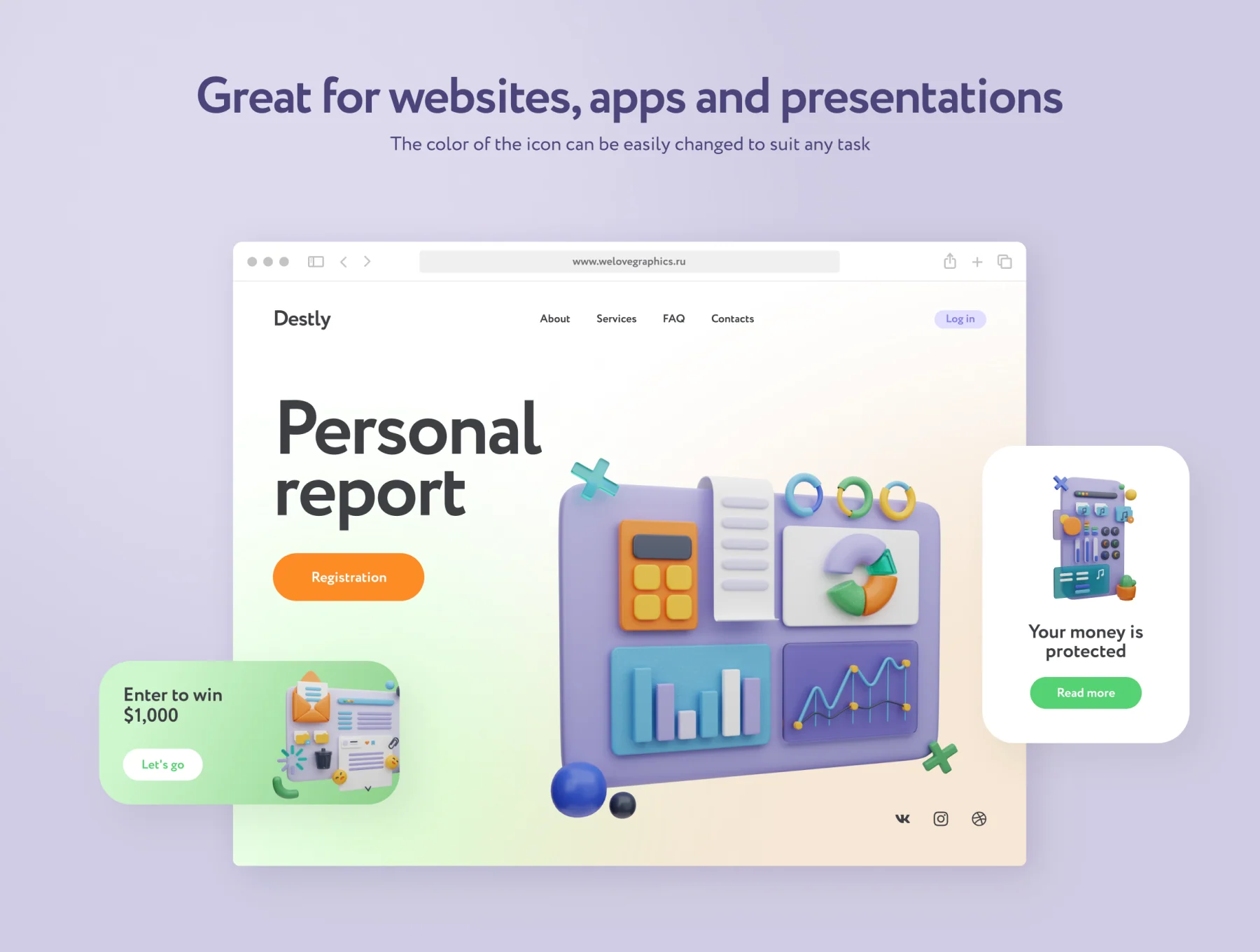 Destly Interface 3D Icons 4