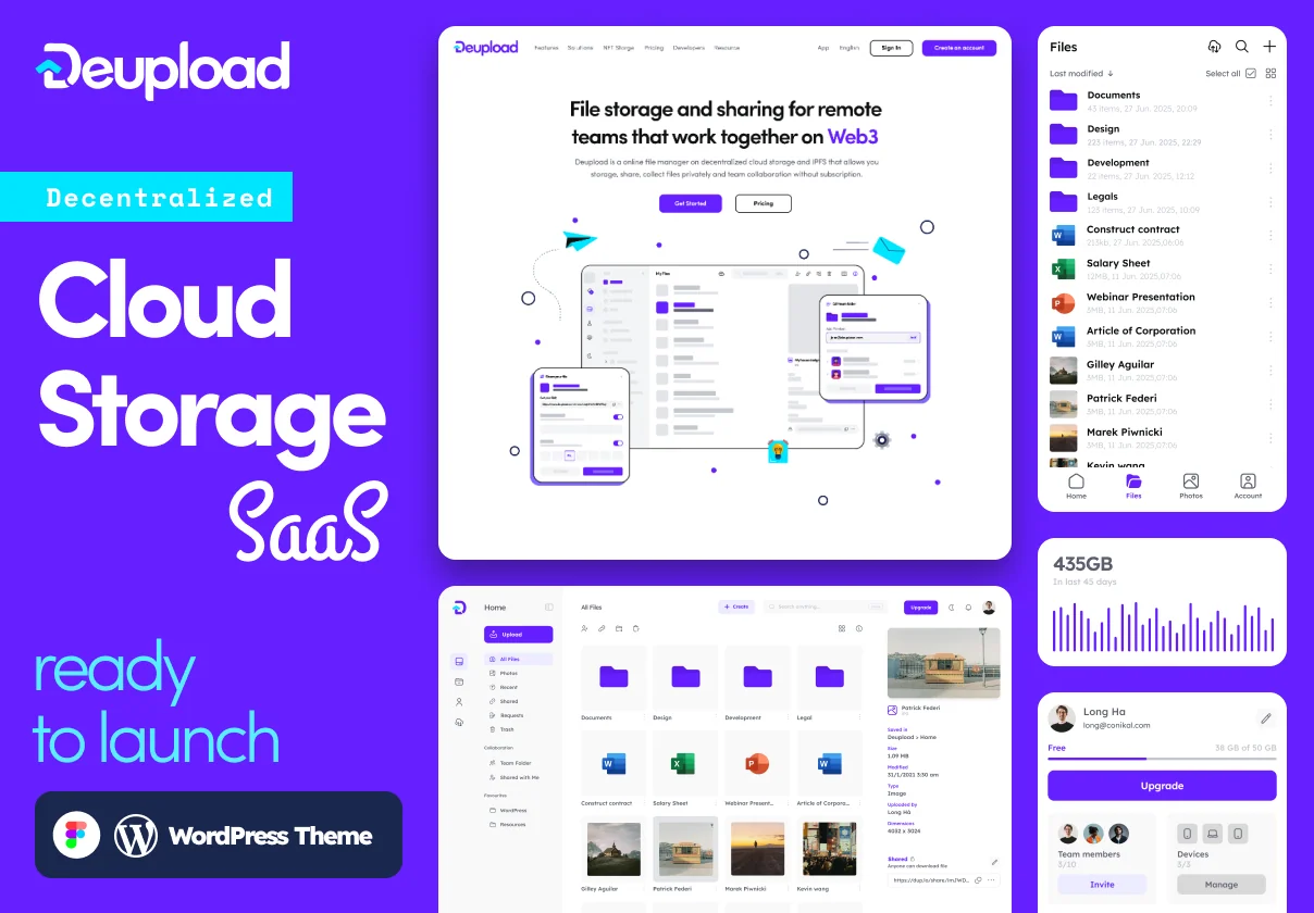 Deupload - Cloud Storage App + Landing pages