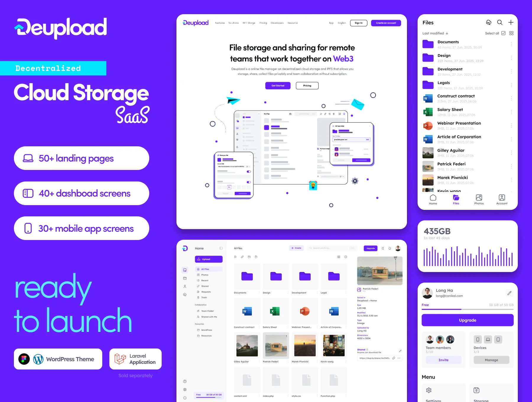 Deupload - Cloud Storage App + Landing pages