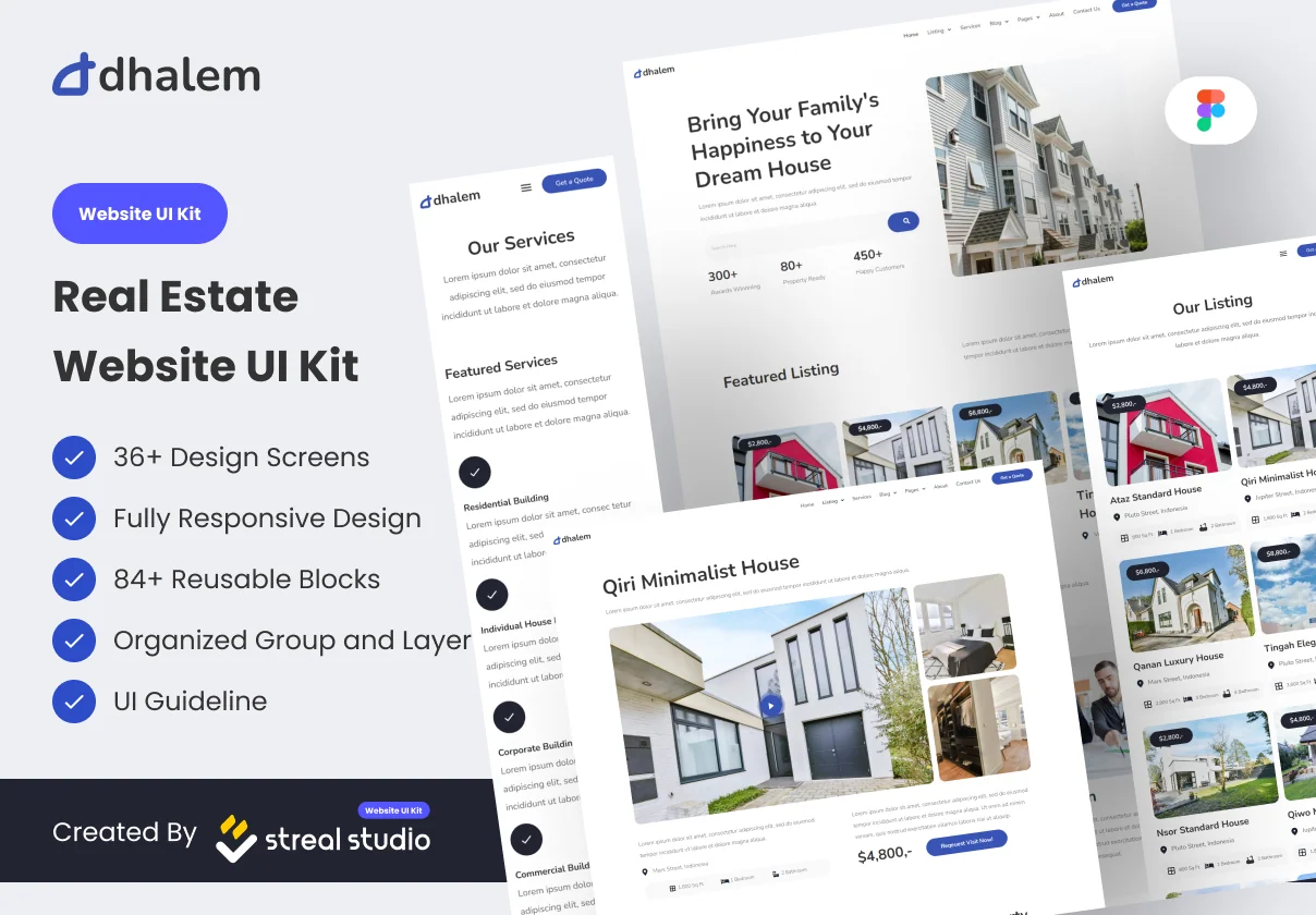 Dhalem Real Estate Website UI Kit
