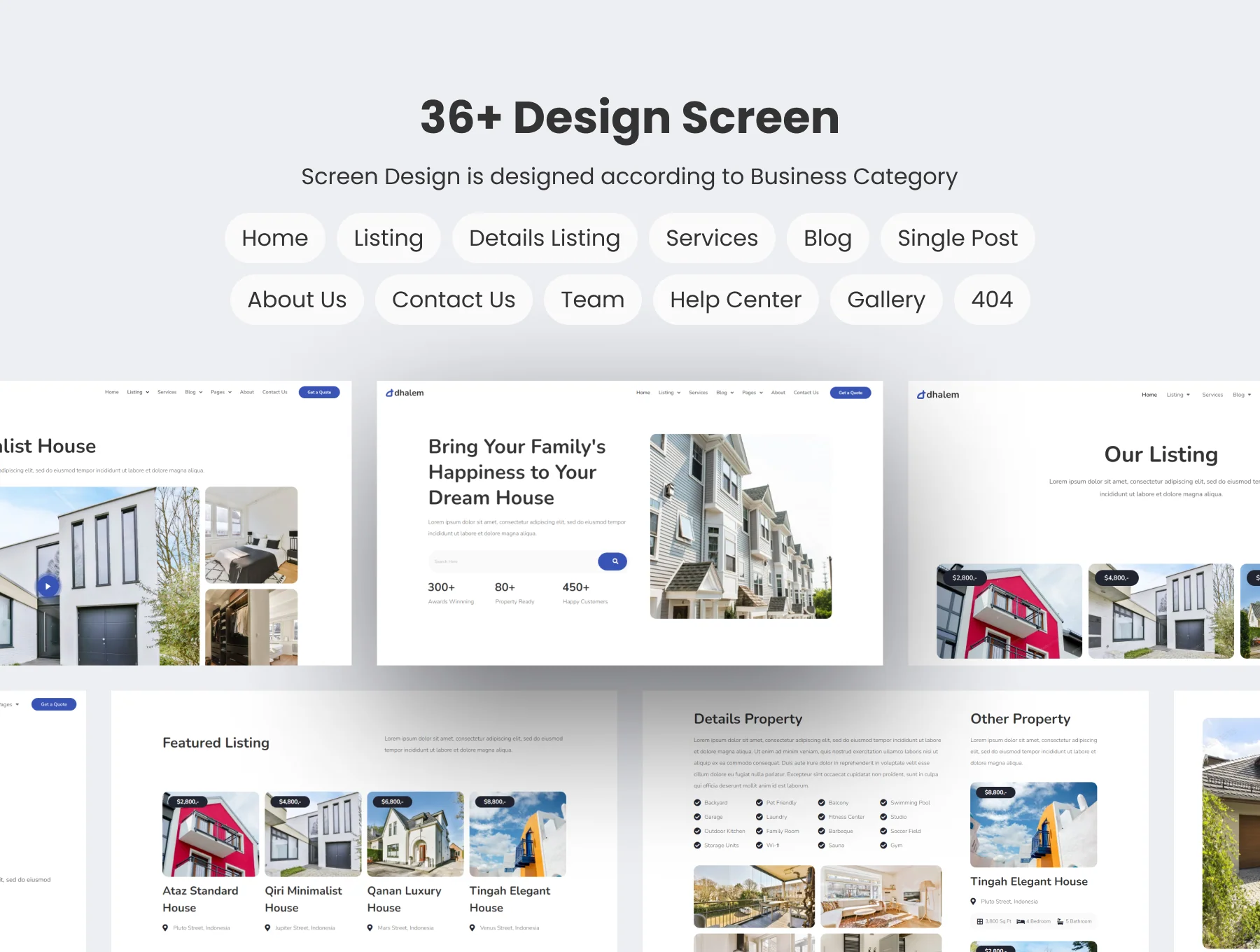 Dhalem Real Estate Website UI Kit