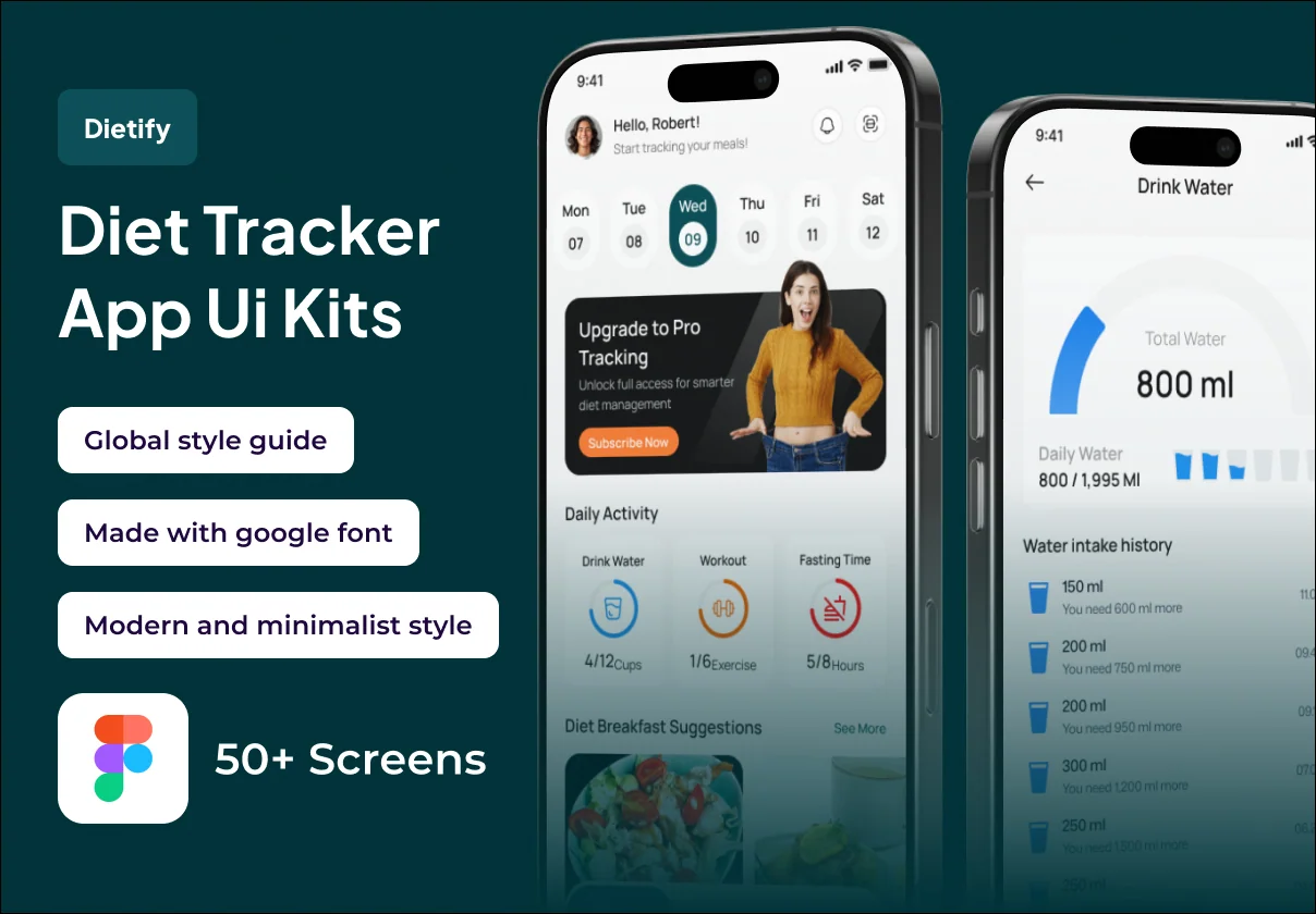 Dietify - Diet Tracker Premium UI KIts App