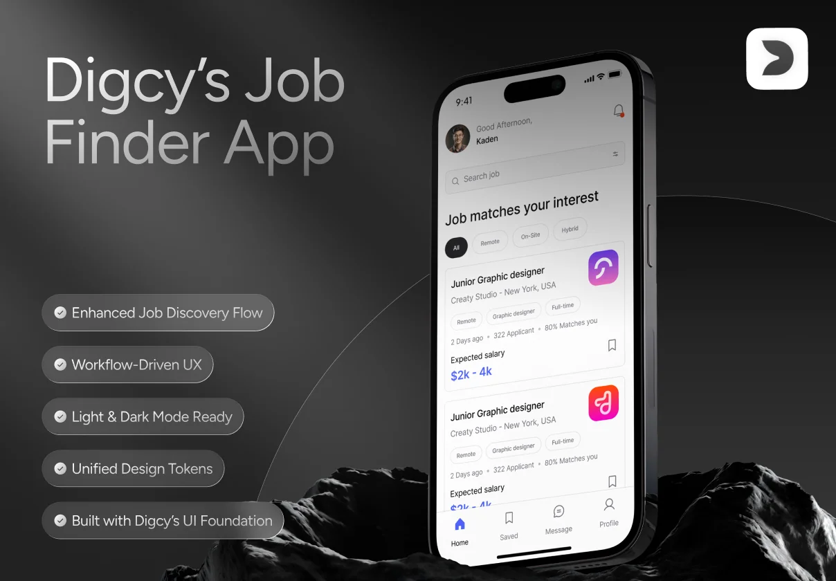 Digcy’s Job Finder App – Mobile UI Kit