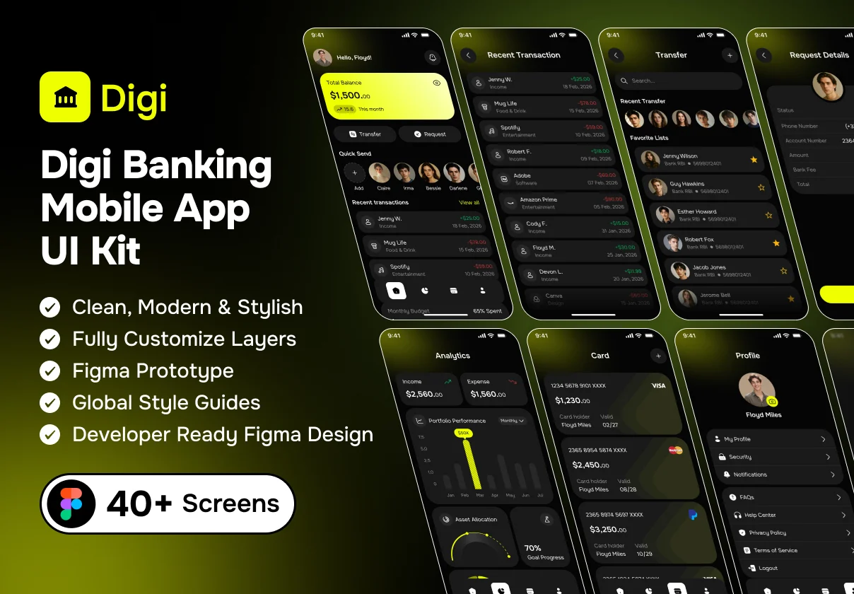 Digi Banking – Mobile App UI Kit