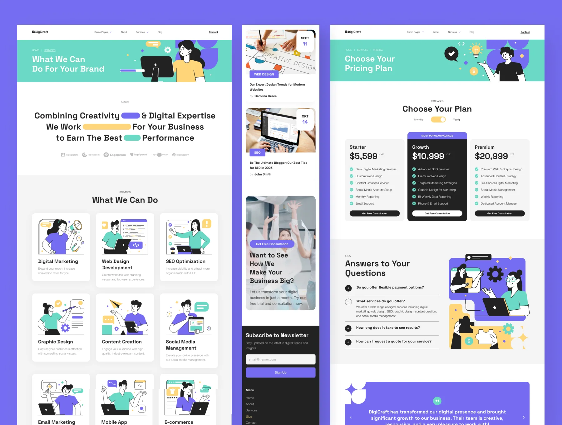 DigiCraft - Digital Agency Website Framer 5