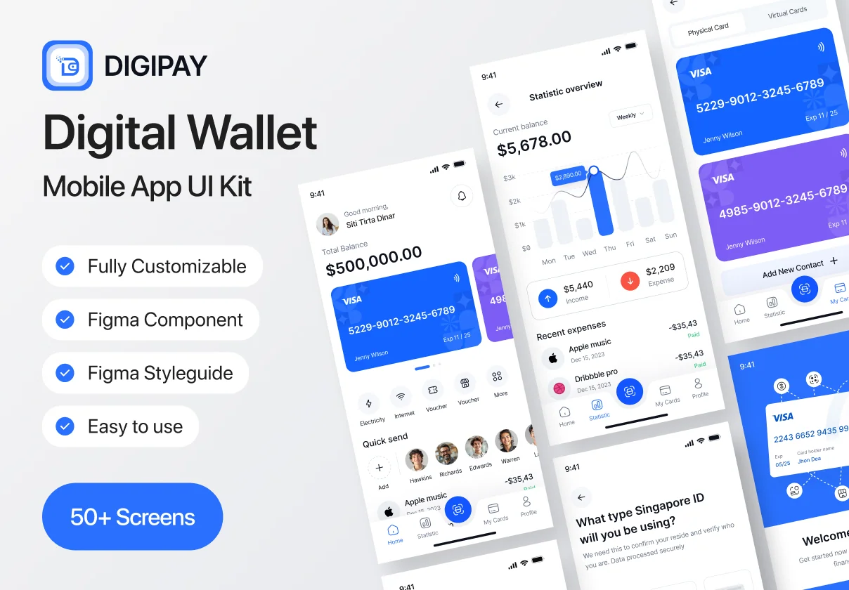 Digipay Digital Wallet Mobile App Ui kit