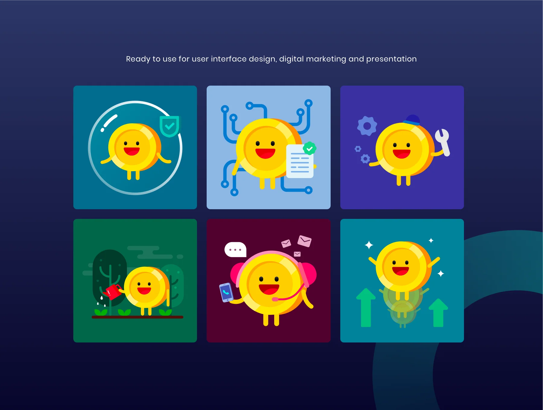 Digit Coin Illustration pack 5