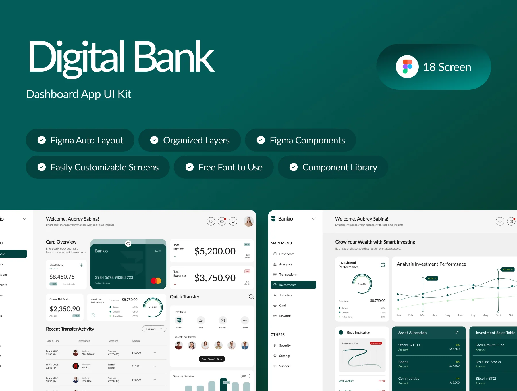 Digital Bank Dashboard Page