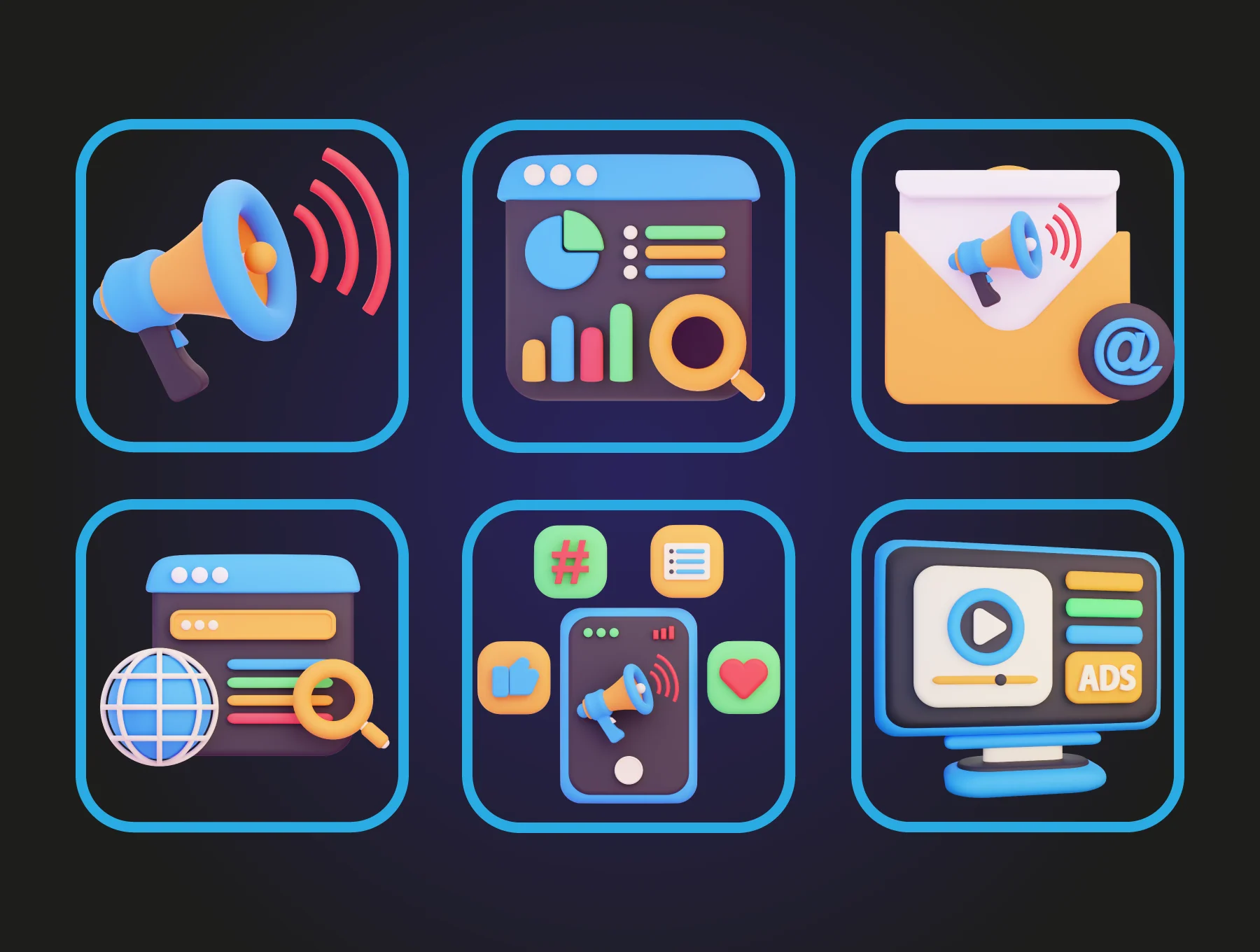 Digital Marketing 3D Icon Pack 6