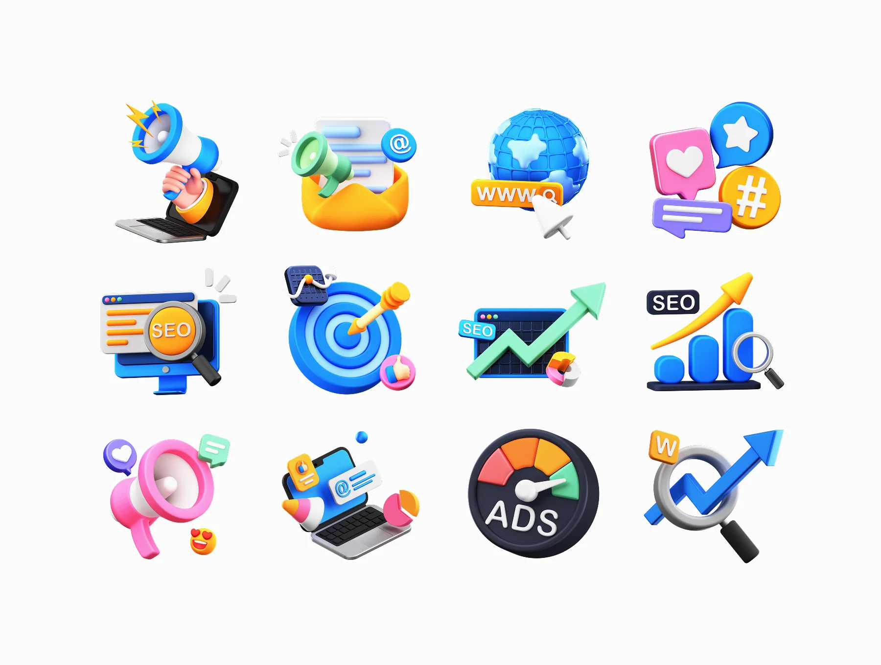 Digital Marketing And SEO 3D Icons Pack 3