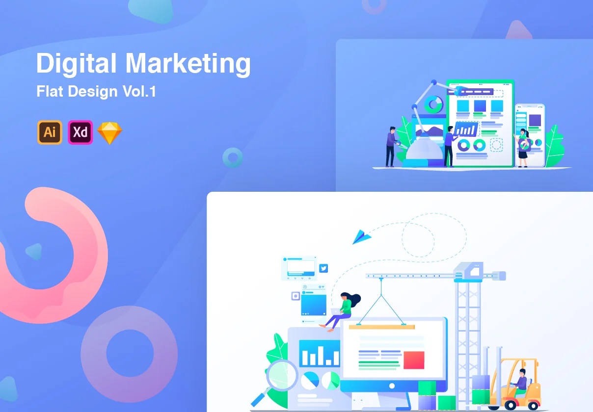 Digital Marketing Flat Design Vol. 01