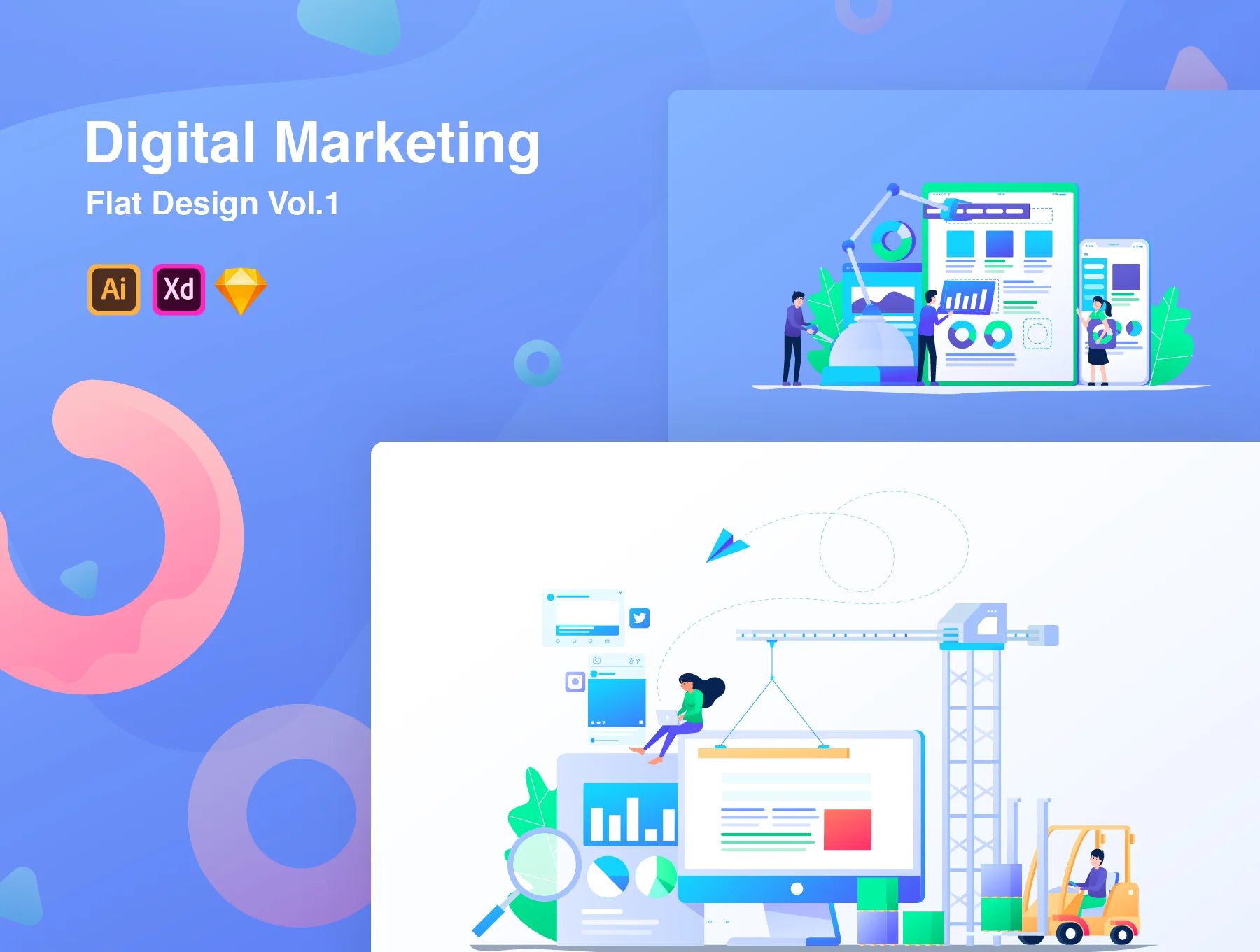 Digital Marketing Flat Design Vol. 01