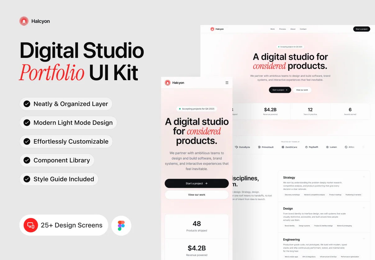 Digital Studio Portfolio UI Kit – Halcyon
