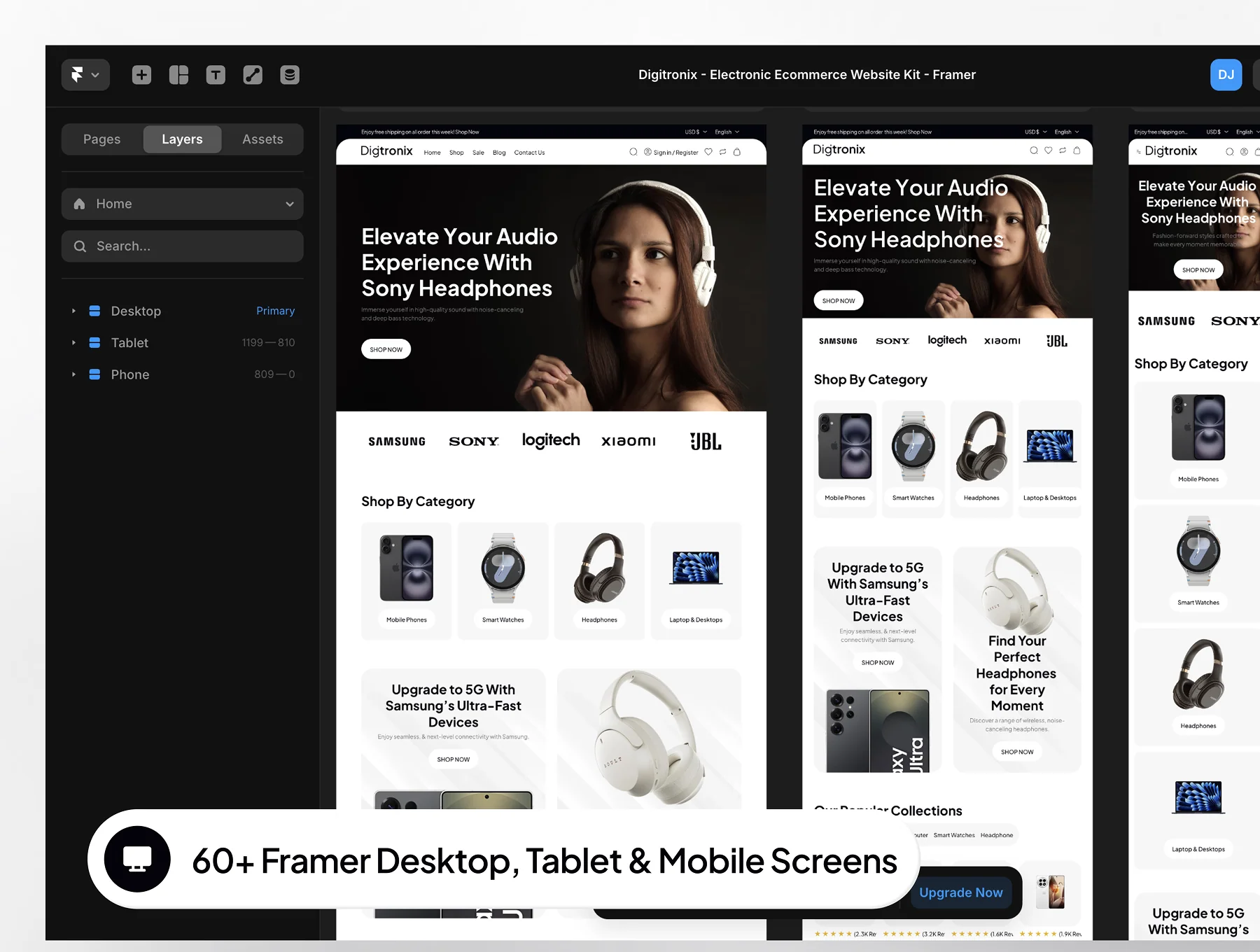 Digitronix - Electronic Ecommerce Website Framer Template 8