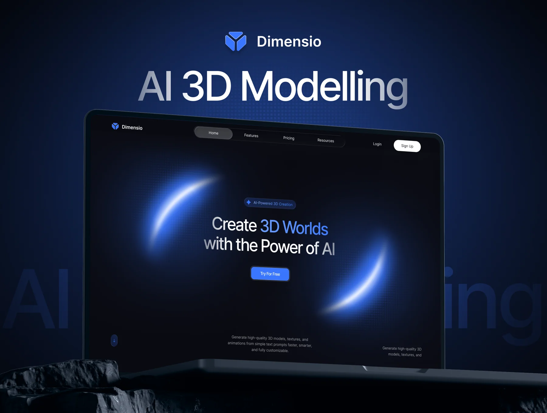 Dimensio - AI 3D Modelling Landing Page UI Kit