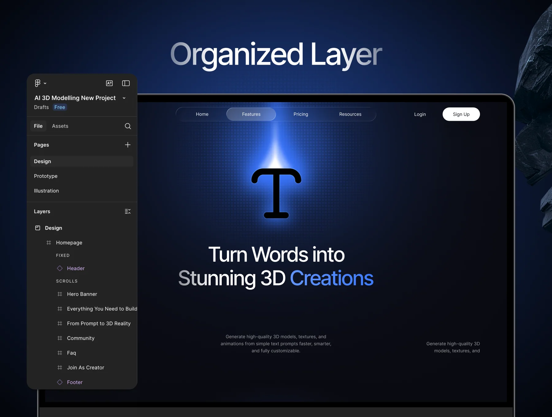 Dimensio - AI 3D Modelling Landing Page UI Kit 2