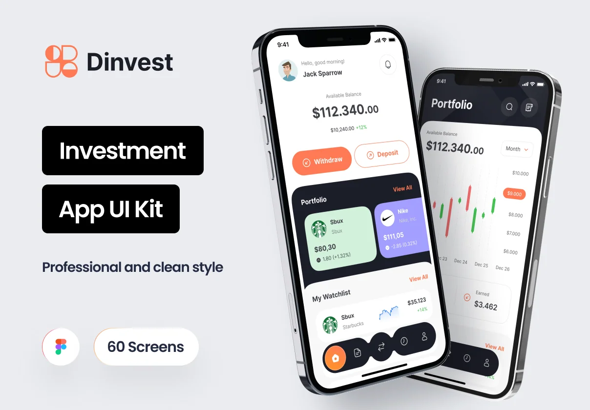 Dinvest - Investment Mobile App UI Kit