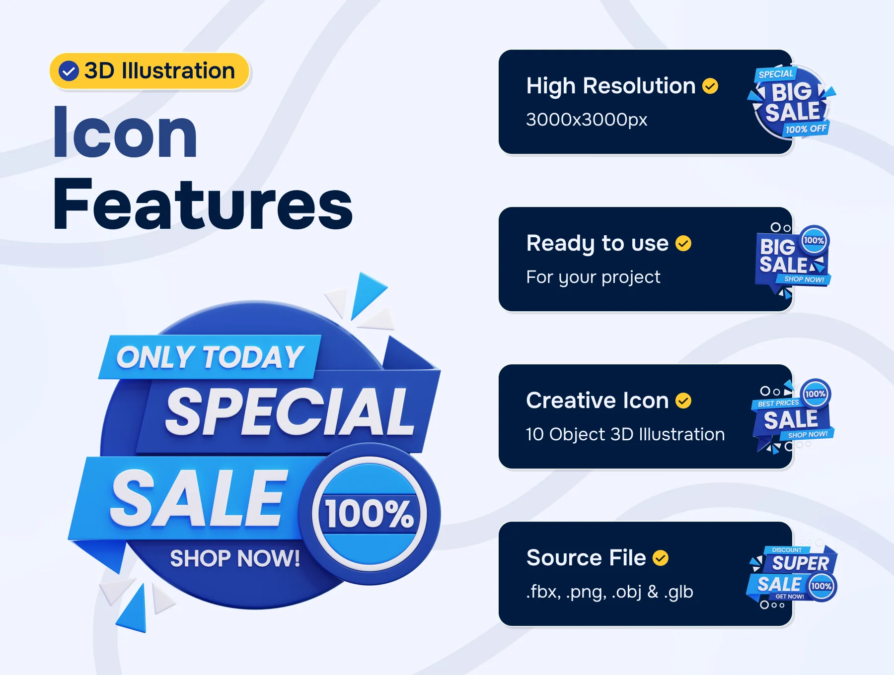 Discount Badge 3D Icon Set 2