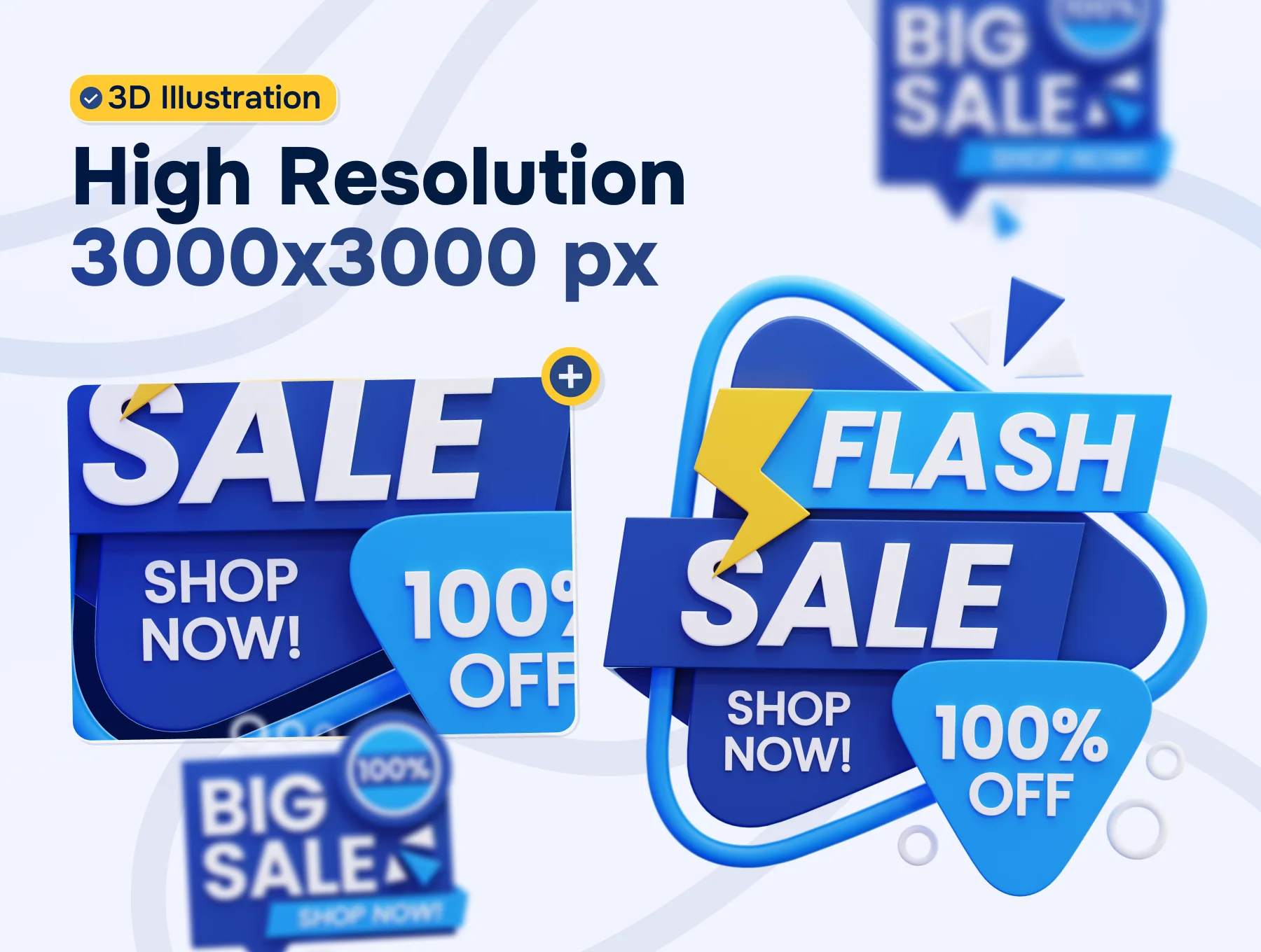 Discount Badge 3D Icon Set 3