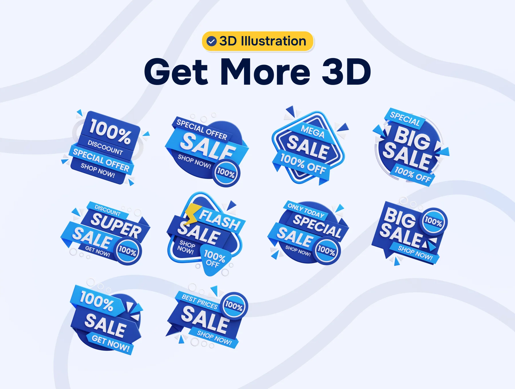 Discount Badge 3D Icon Set 4