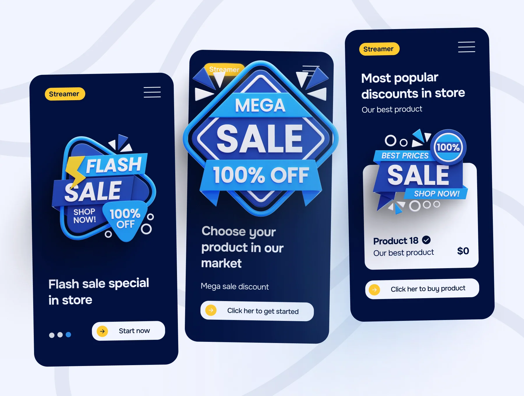 Discount Badge 3D Icon Set 5