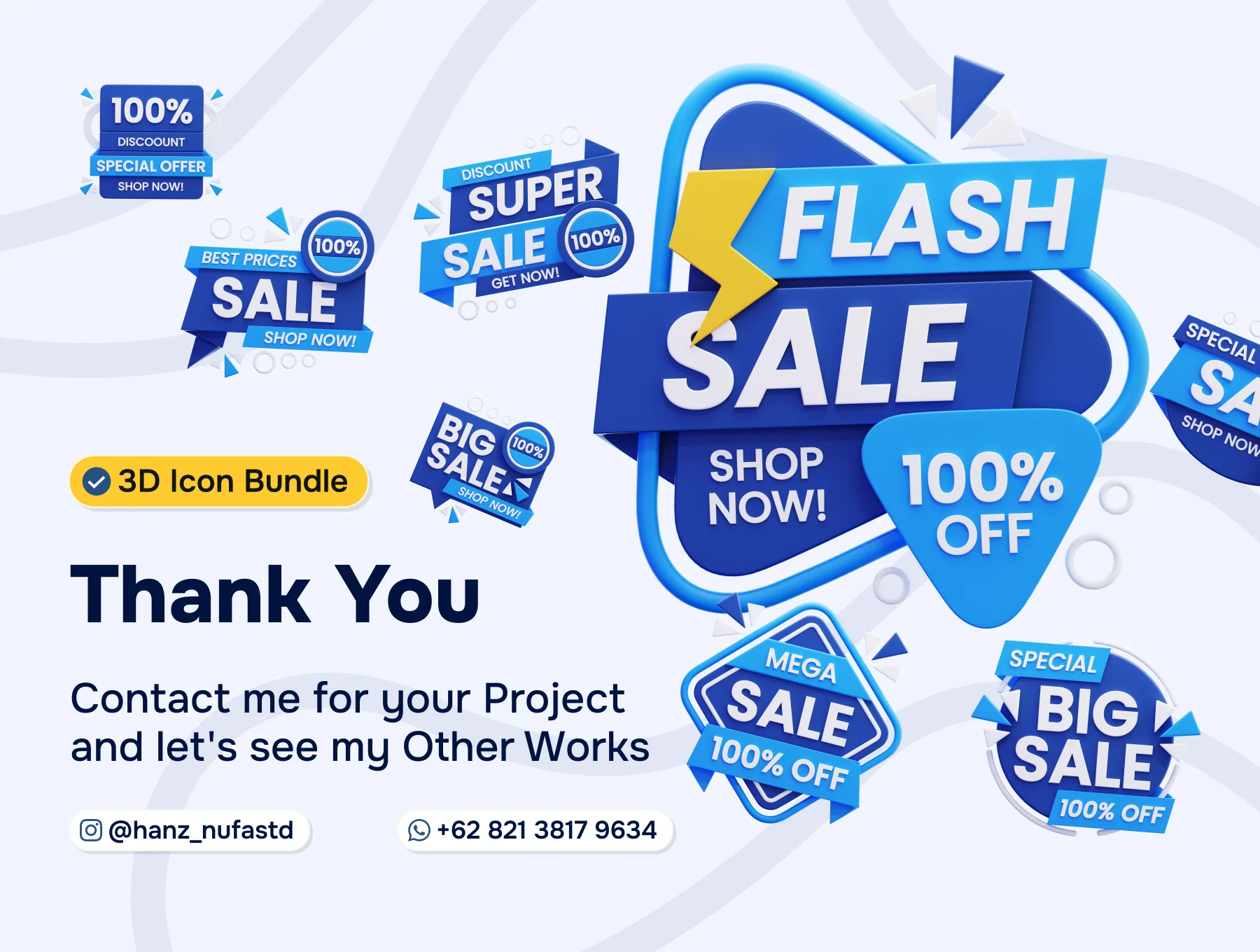 Discount Badge 3D Icon Set 6