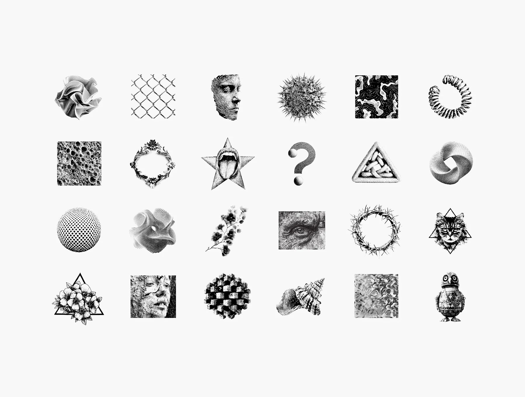 Dithering Bitmap Vector Shapes Collection 4