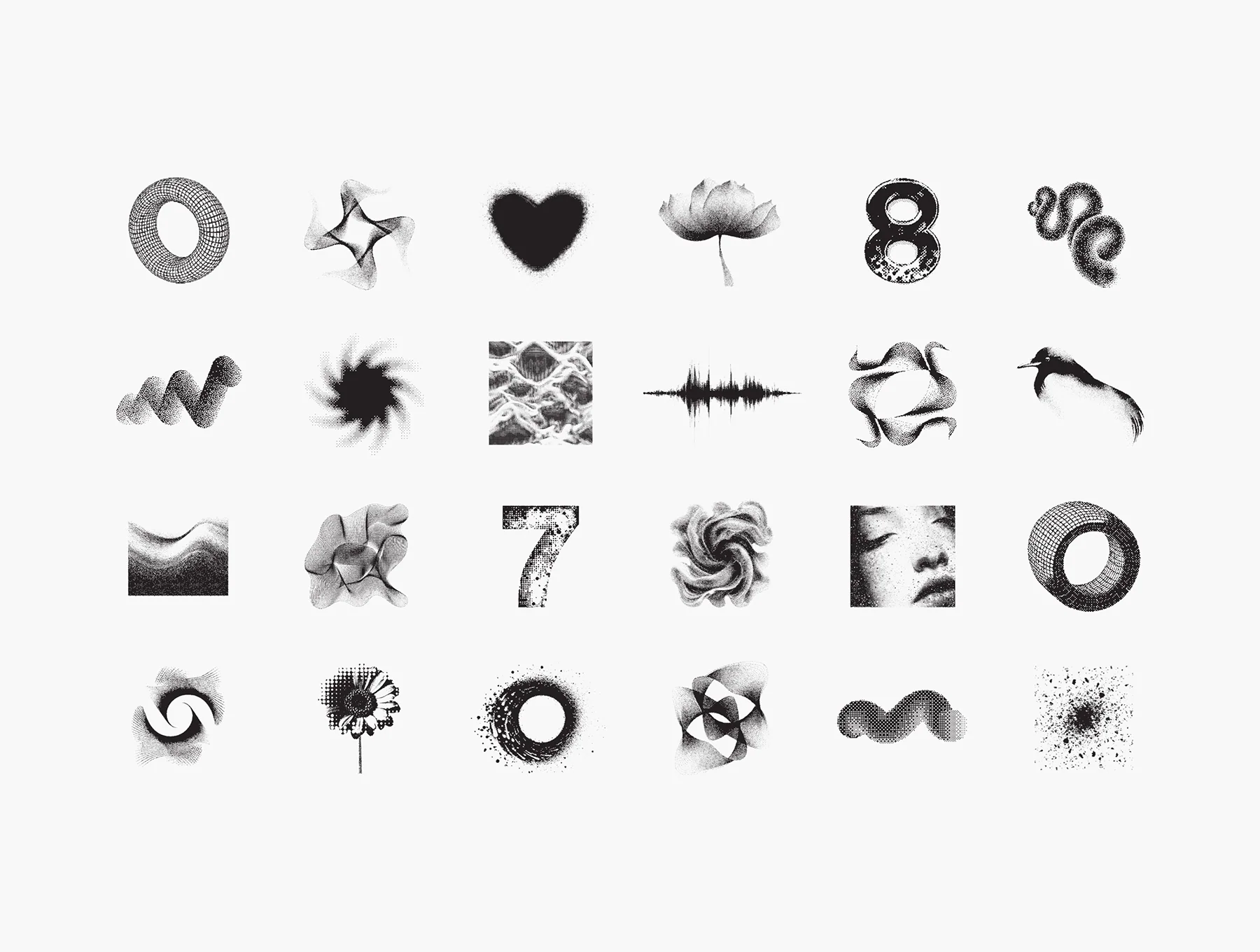 Dithering Bitmap Vector Shapes Collection 5