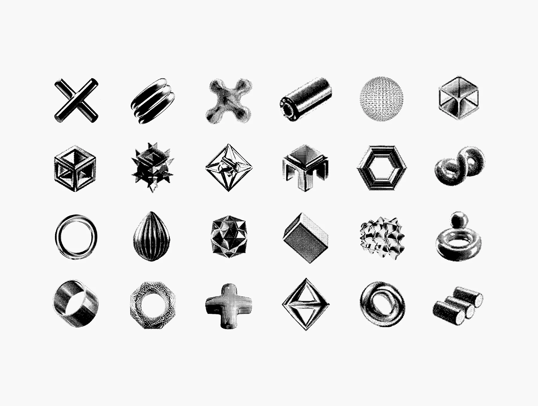 Dithering Bitmap Vector Shapes Collection 8
