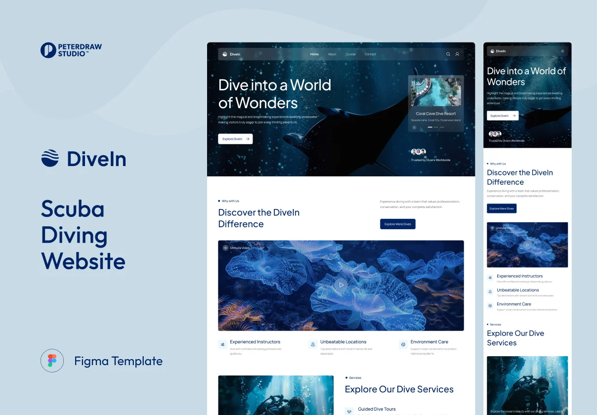 DiveIn - Scuba Diving Website UI Figma Template