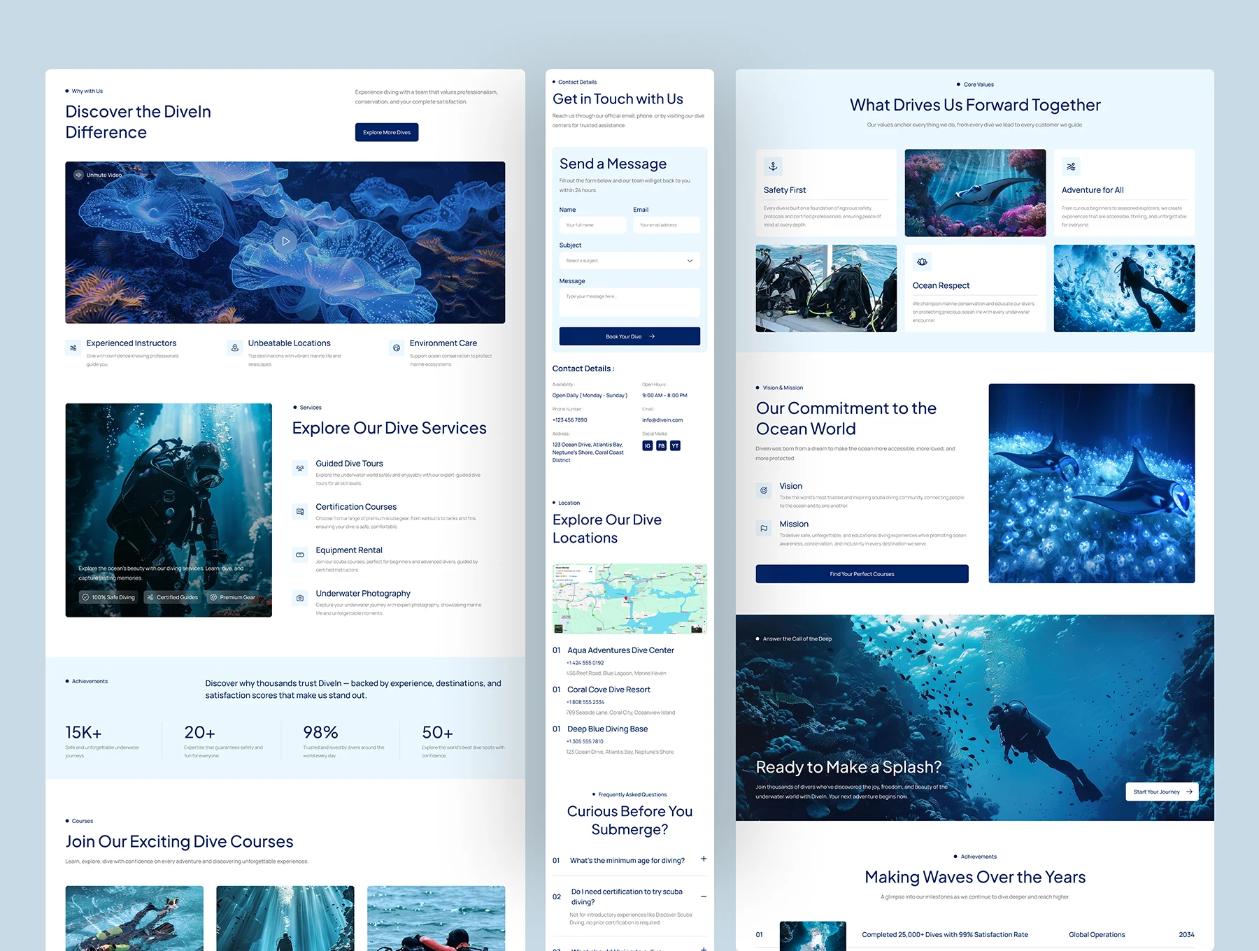 DiveIn - Scuba Diving Website UI Figma Template 2