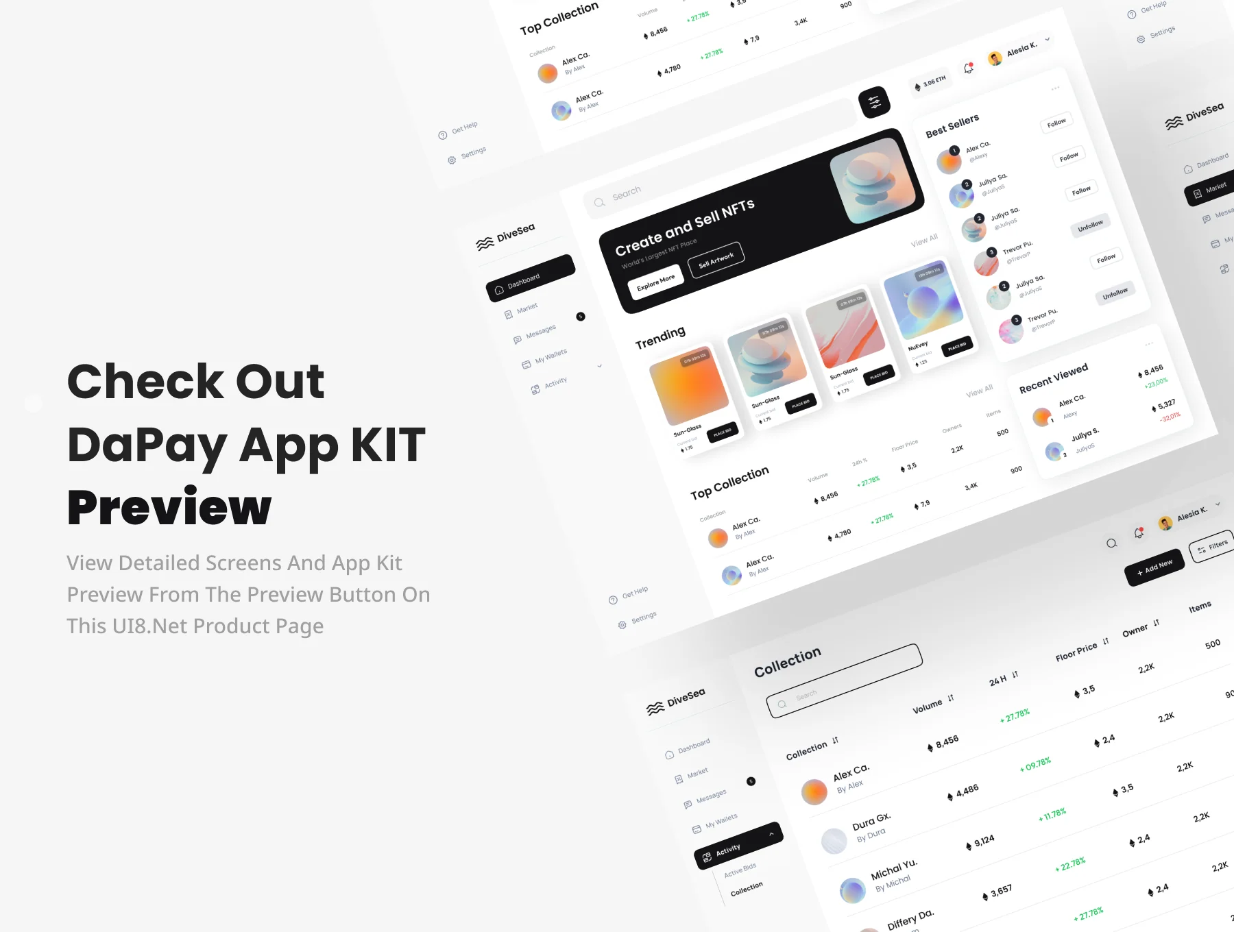 DiveSea - NFT Market Dashboard UI KIT 6
