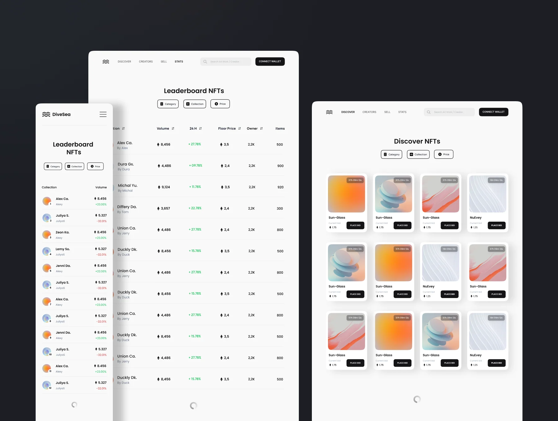 DiveSea - NFT Market Landing Page & Web UI KIT 2