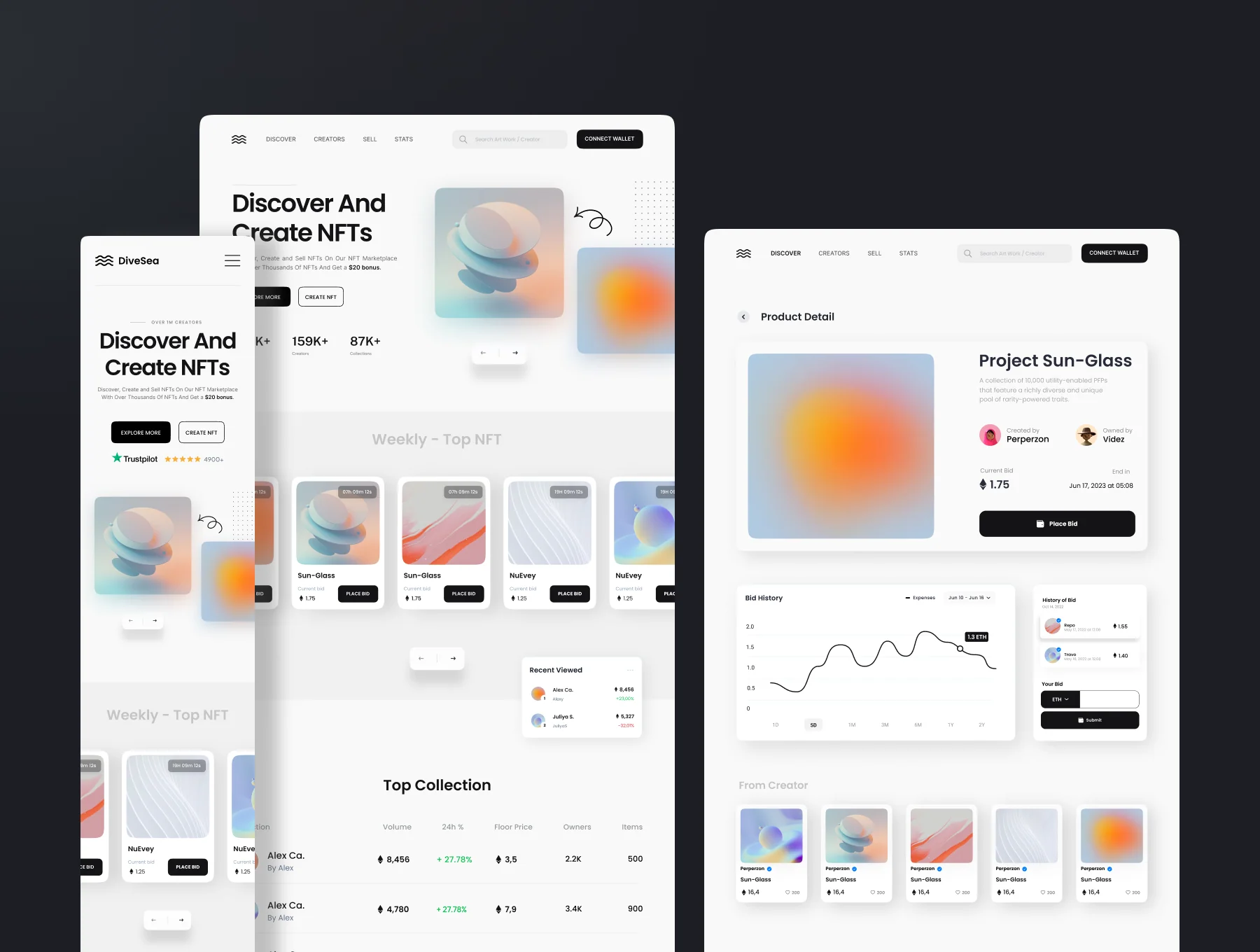 DiveSea - NFT Market Landing Page & Web UI KIT 5