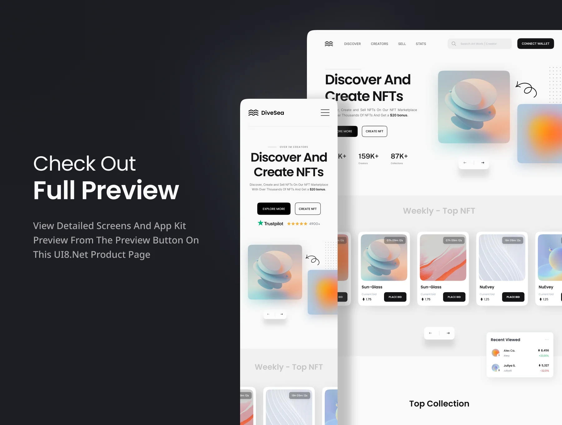 DiveSea - NFT Market Landing Page & Web UI KIT 6
