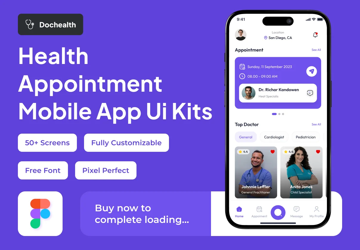 Dochealth - Health Appointment Premium UI KIts App