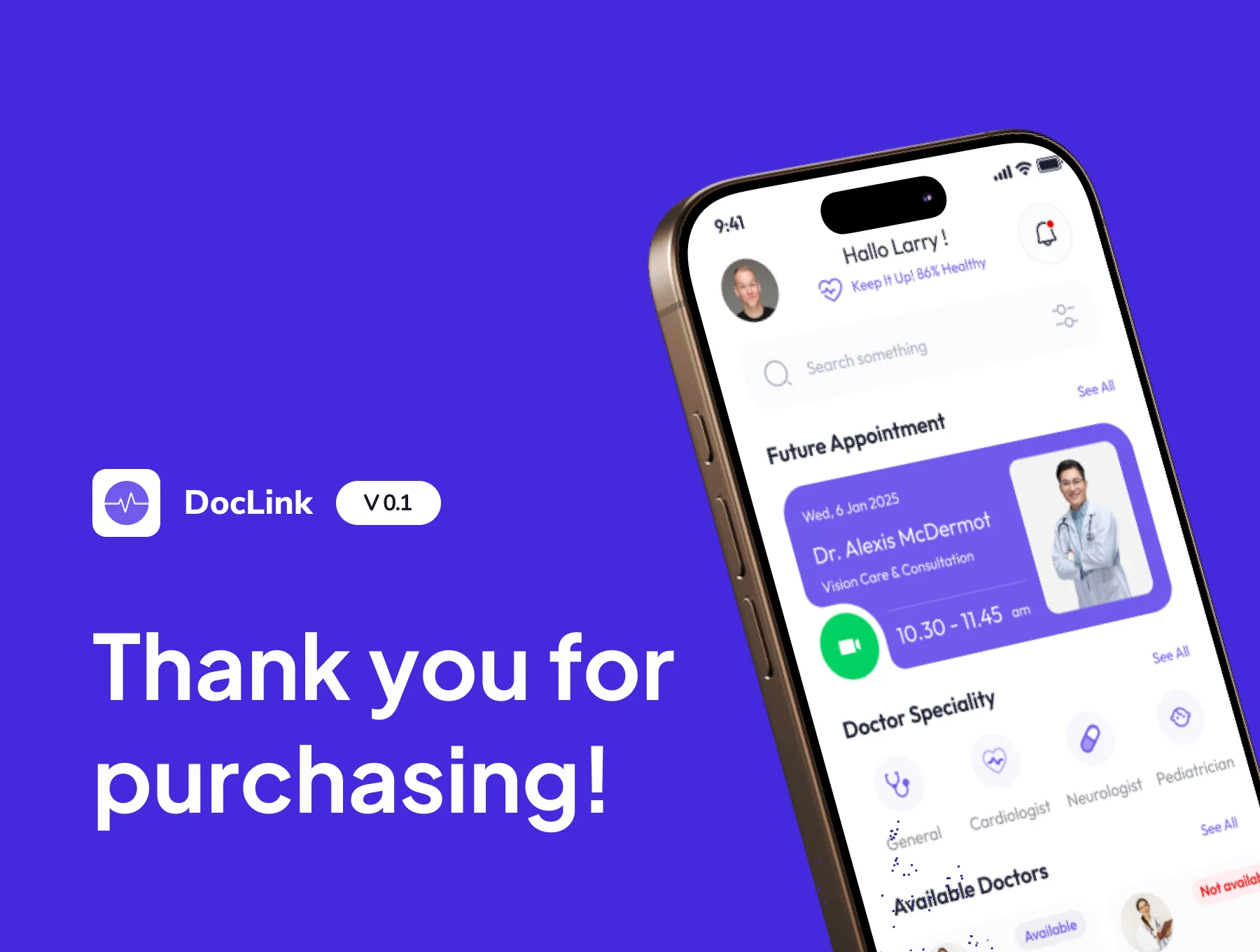 DocLink - Medical & Health Mobile App UI Kit 6
