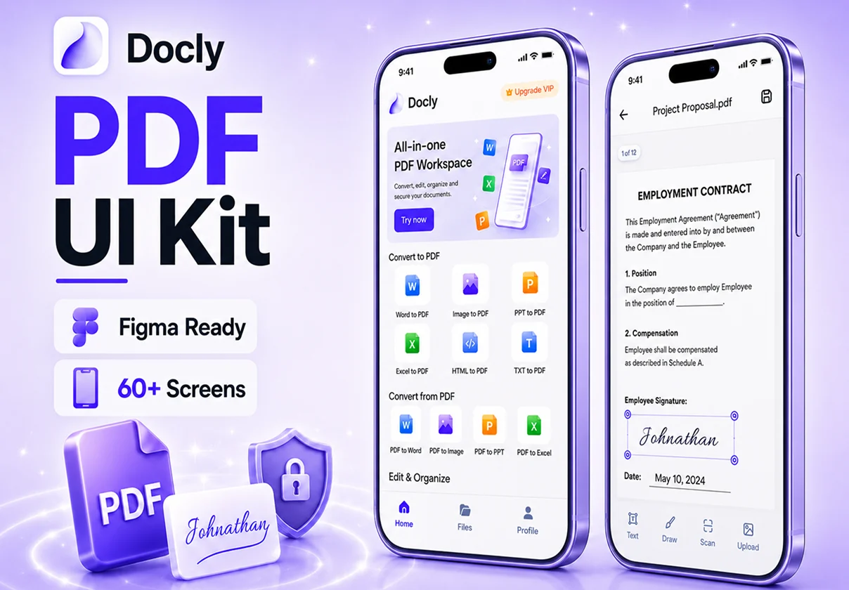 Docly — PDF App UI Kit for Mobile