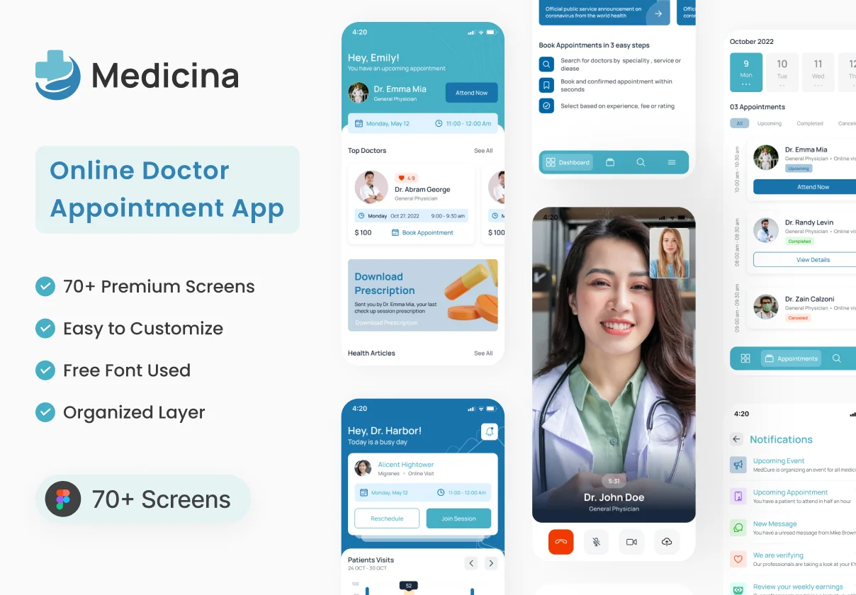 Medicina - Online Doctor Appointment App UI Kit