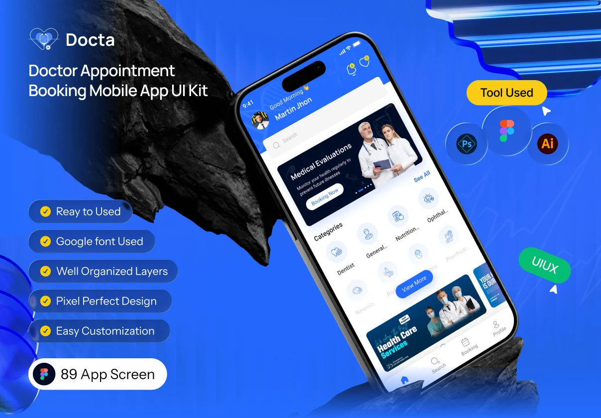 Doctor Appointment Booking Mobile App UI Kit
