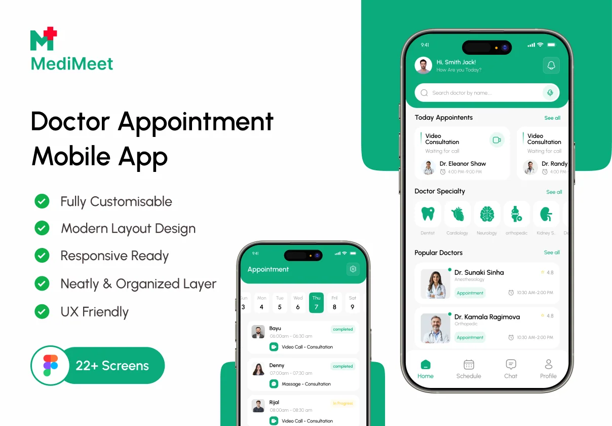Doctor Appointment | Mobile App UI/UX Design Kit