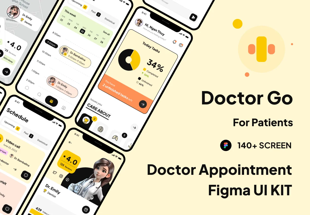Doctor Go For Patients - Doctor Appointment Figma UI Kit