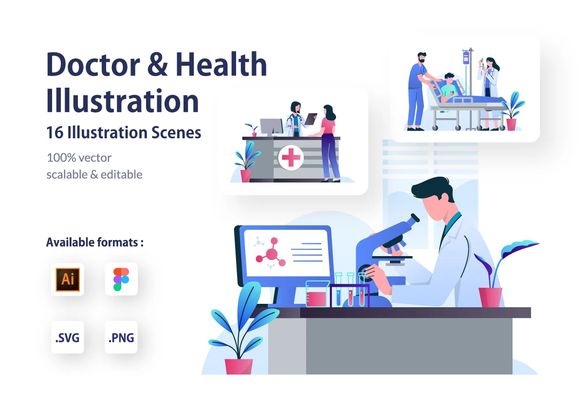 Doctor & Health Illustration Kit