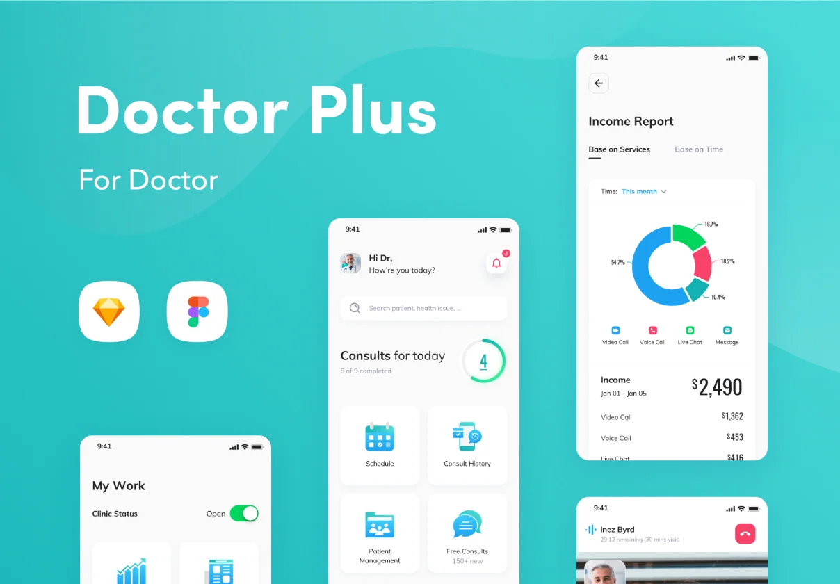 Doctor Plus - For Doctor iOS UI Kit
