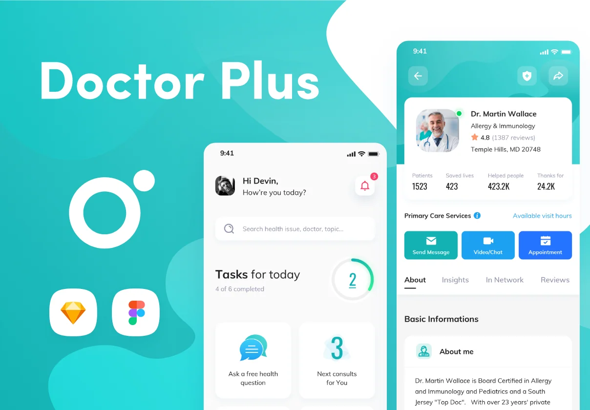 Doctor Plus - For Patient iOS UI Kit