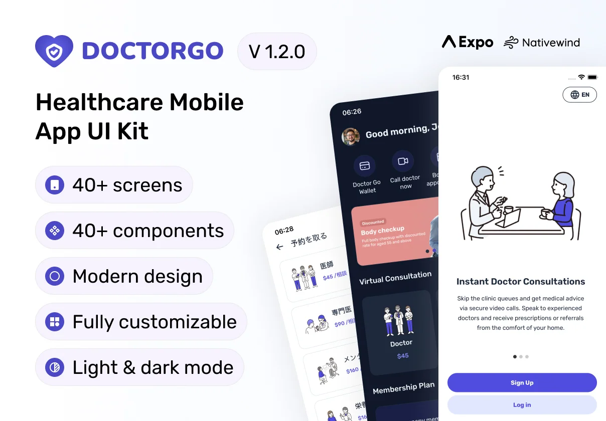 DoctorGo - Healthcare Mobile App UI Kit