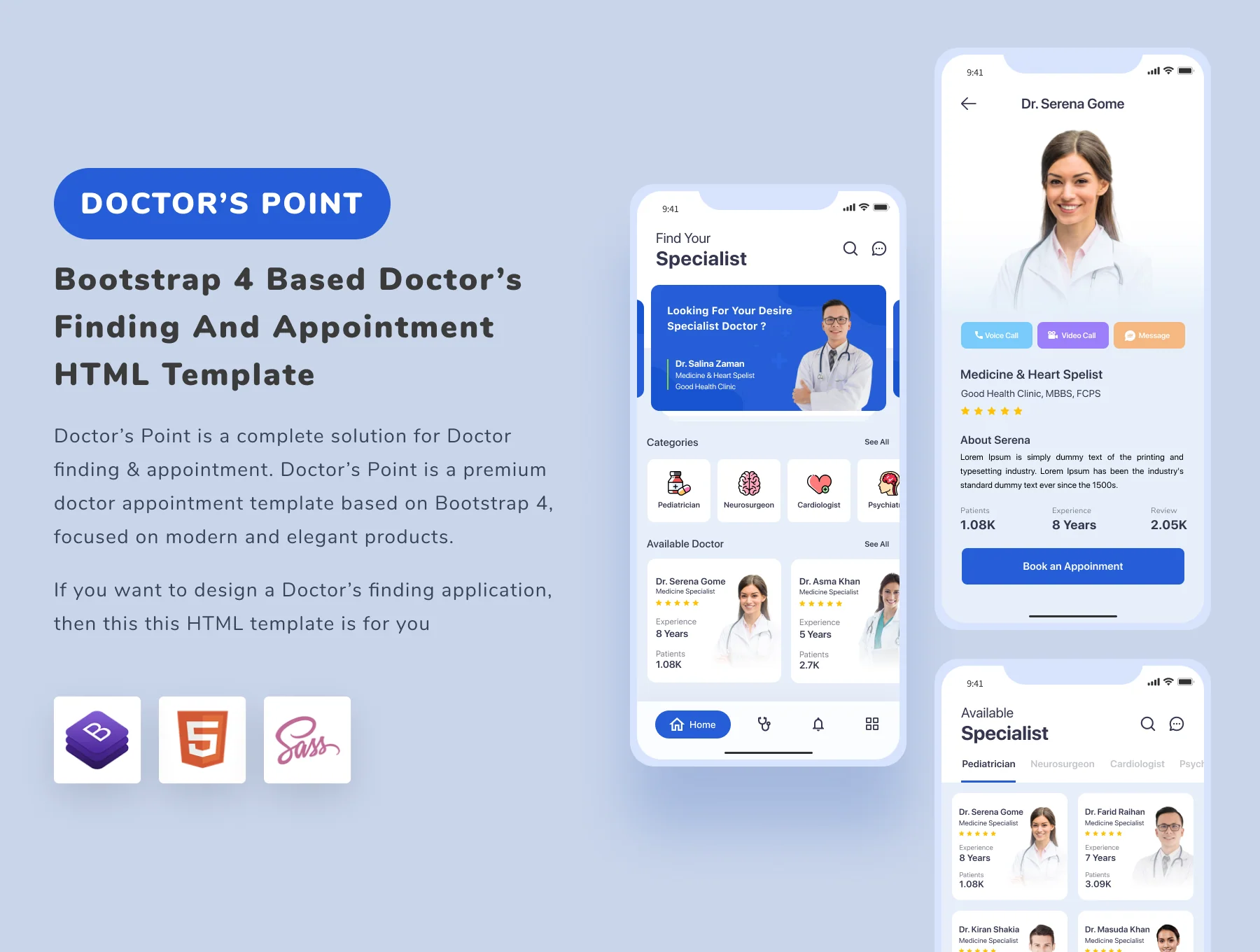 Bootstrap 4 Based Medical App HTML Template 2