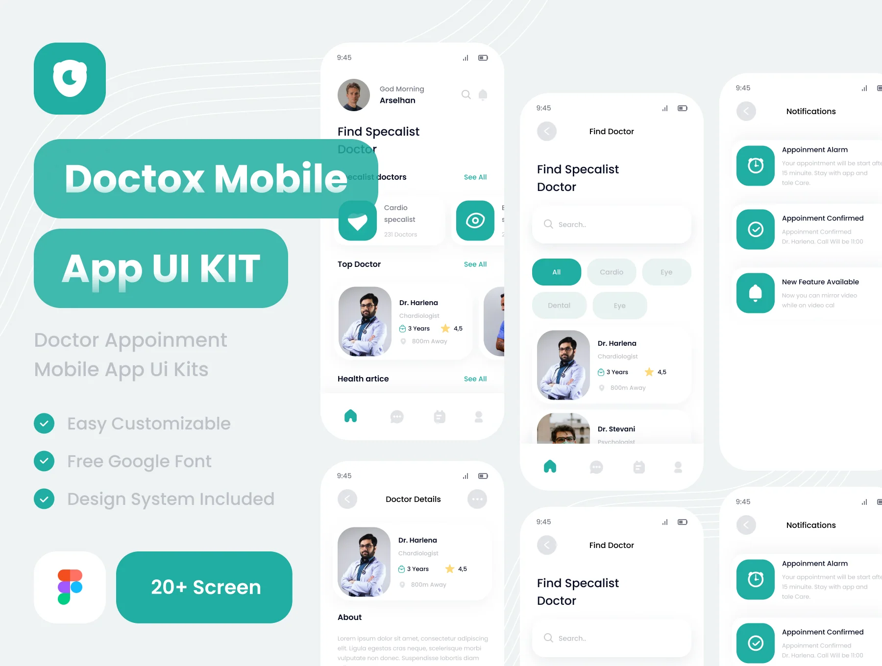 Doctox doctor appoinment mobile app ui kits template